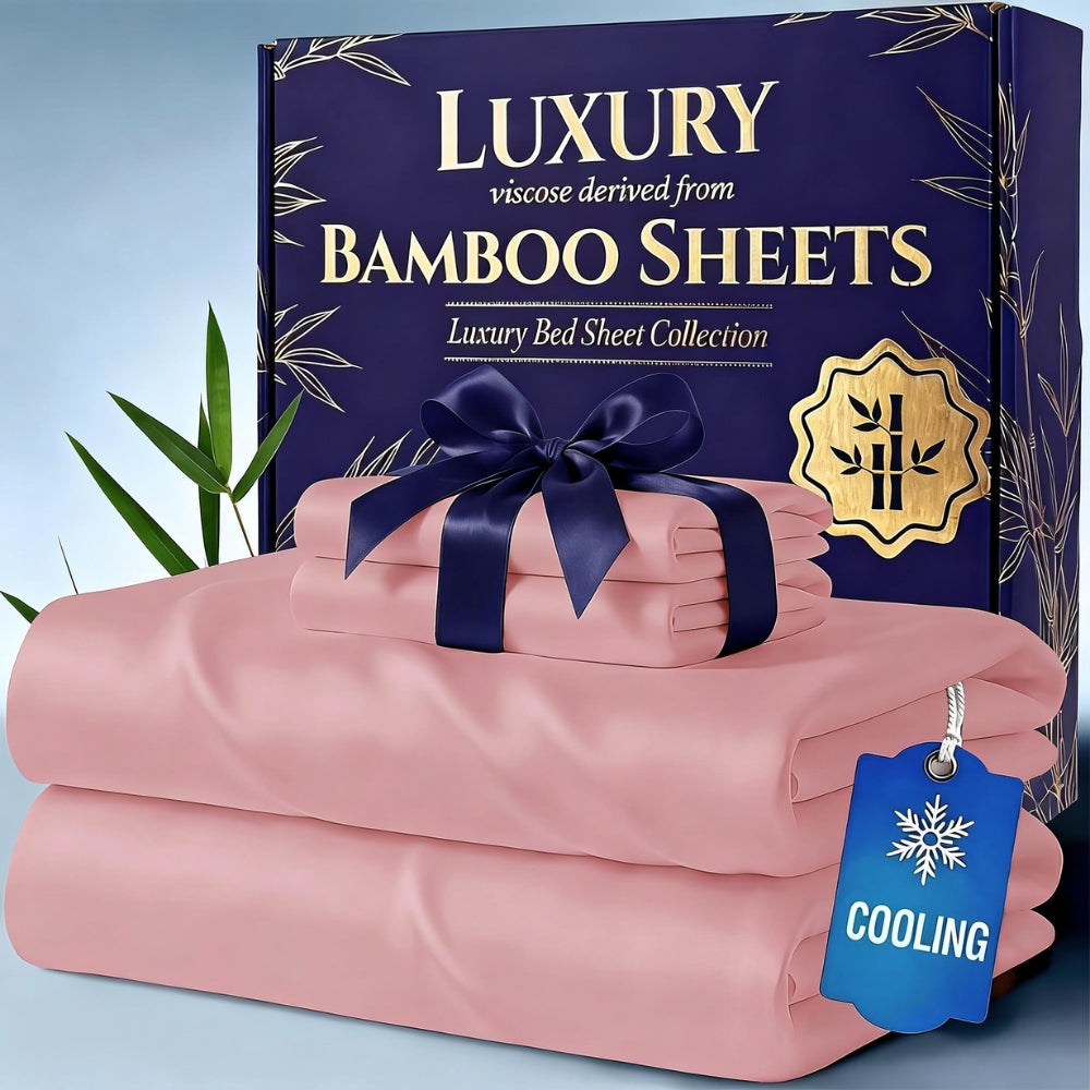 20 Inch Pocket Bed Sheet Set, Four-Piece Bedding with Listed Cooling Comfort, Fitted Sheet, Flat Sheet and Pillowcases in Twin, Full, Queen and King Options