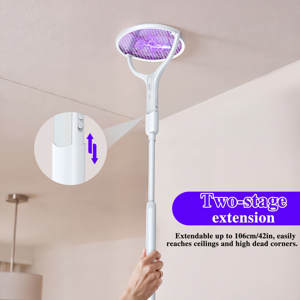 Electric Fly Swatter with Listed Type-C Rechargeable Design, Detachable Construction and Automatic Mode Wording, Single-Piece Indoor Insect-Control Tool