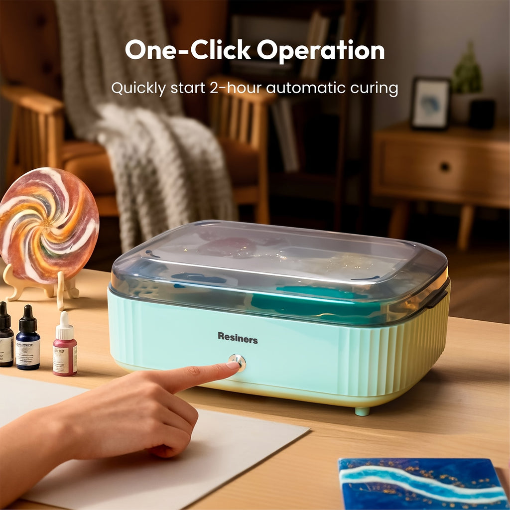 Resin Curing Machine in Mint Green with Tray Reference, Craft Curing Station for Compatible Resin Casting Projects and Adult Home Art Workshop Use