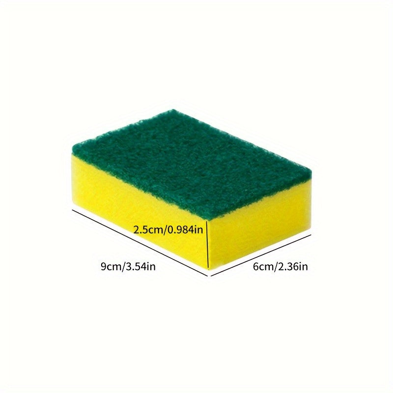 Kitchen Sponges 24-Pack in Yellow and Green, Double-Layer Dishwashing Scrubbers with Textured Surface for Compatible Dishes, Pots and Cookware Cleanup