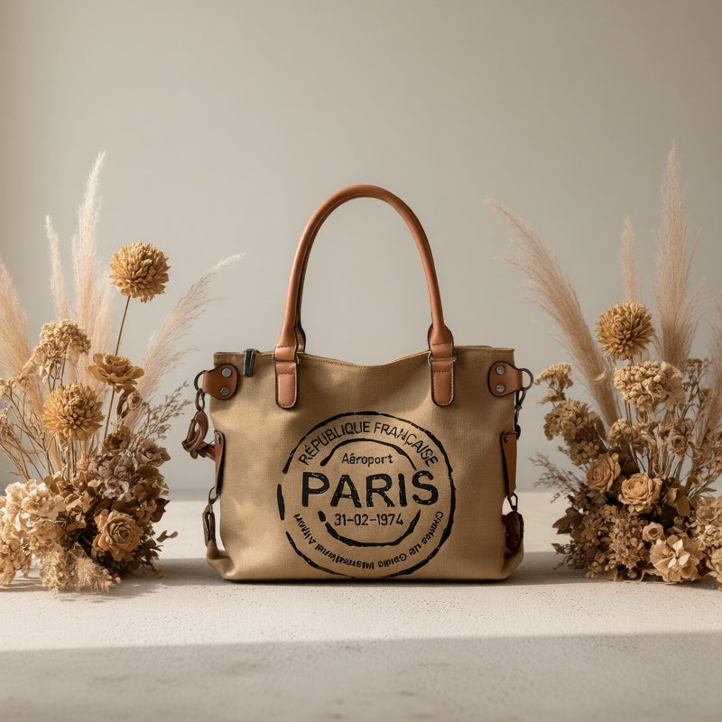 Tote Crossbody Shoulder Bag with Adjustable Strap, Brown with Black or Gray with Black Options for Everyday Errands, Commuting and Casual Outfit Styling