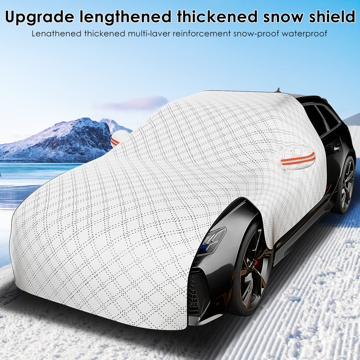 Front Windshield Snow Shield with Thickened Cloth Reference, One-Piece Car Window Cover for Parked Vehicle Frost, Snow and Seasonal Shade Use