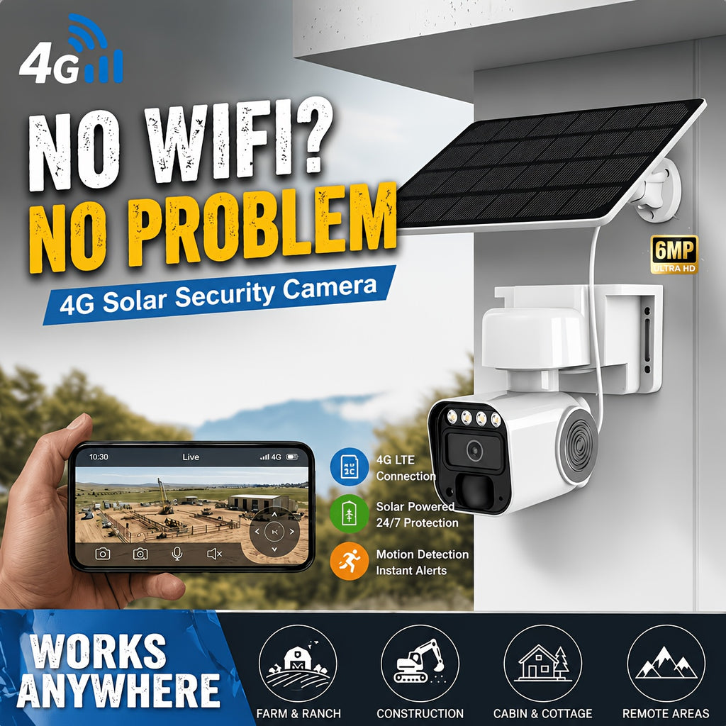 6MP 4G Solar Security Camera by PHANSATIM, Outdoor PTZ with Human Detection, Color Night Vision, Two-Way Audio and 5200mAh Battery, No WiFi Required