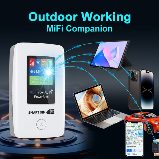 Ethernet Port 4G LTE Travel Hotspot with 6000mAh Battery, 2.4GHz WiFi and USB Connectivity, Mobile WiFi Device or 12GB 180-Day Prepaid SIM Options