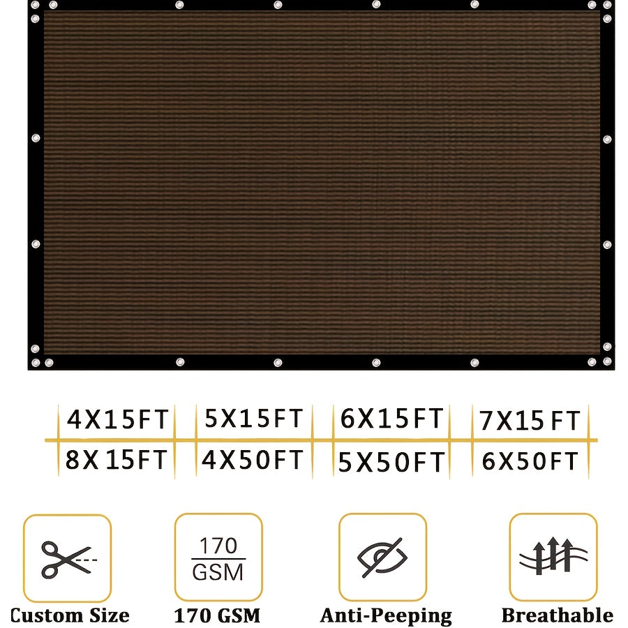 Brown Fence Privacy Screen with Listed Cable Zip Ties, Outdoor Shade Cloth Mesh in Multiple 15ft and 50ft Size Options for Garden and Backyard Fence Coverage
