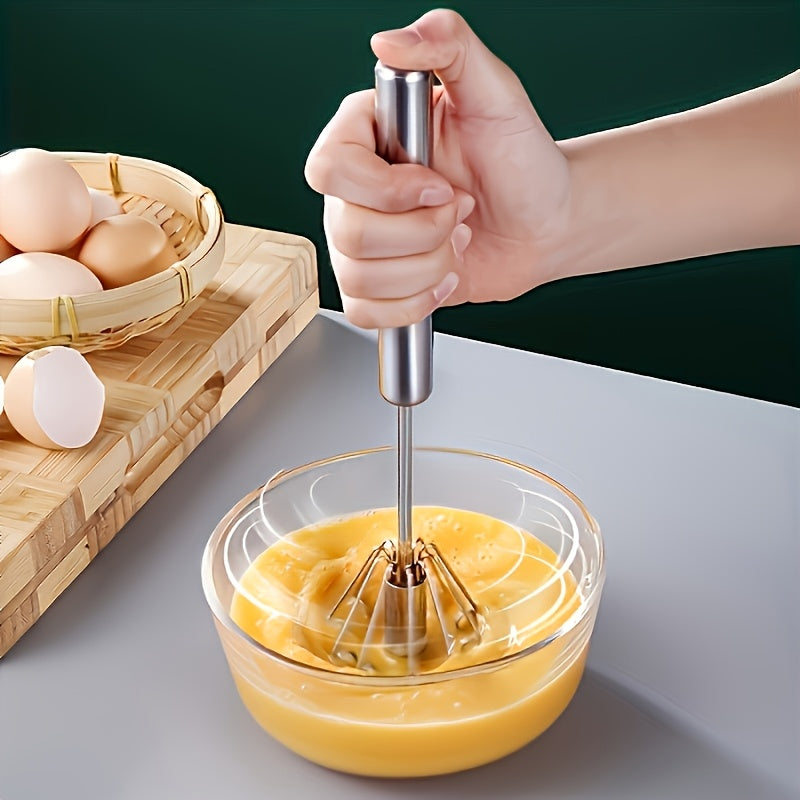 Manual Whisk and Milk Frother, Stainless Steel Handheld Egg Beater for Mixing Eggs and Cream, Everyday Home Baking Tool and Kitchen Gift