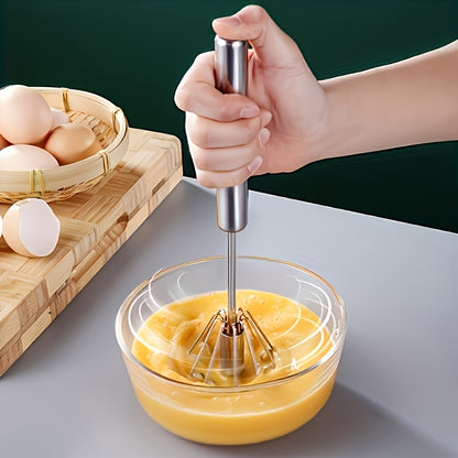Manual Whisk and Milk Frother, Stainless Steel Handheld Egg Beater for Mixing Eggs and Cream, Everyday Home Baking Tool and Kitchen Gift