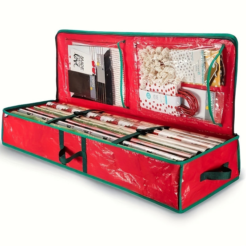 Under-Bed Wrapping Paper Organizer Bag with Multi-Compartment Storage Wording, Four Color Options for Gift Wrap, Ribbons and Seasonal Holiday Supplies