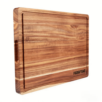 Large Wooden and Bamboo Cutting Board with Listed Juice Trough, Ordinary and Upgrade Size Options for Kitchen Food Preparation, Cheese Serving and Everyday Chopping