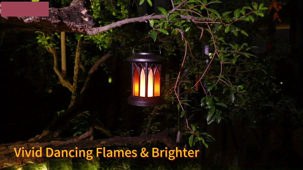 Flickering Flame Solar Hanging Lanterns, Black or Bronze 2-Pack and 4-Pack with Automatic On and Off and Listed IPX5 Rating for Garden and Patio Decor