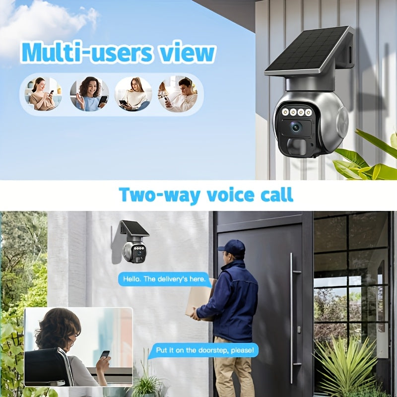 3MP Cellular Solar Security Camera with No-WiFi 4G LTE, Pan Tilt Human Tracking, Night Vision and Two-Way Audio for Farm, Ranch and Rural Home Monitoring
