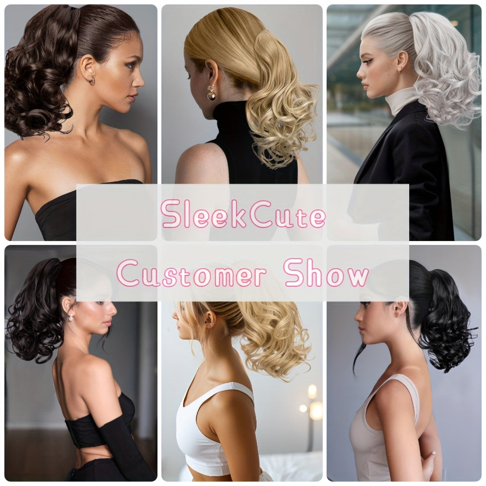 Short Loose-Curl Ponytail Extension for Women, 12-Inch Wavy Hairpiece with Black, Brown, Blonde and Gray Color Options for Everyday and Occasion Styling