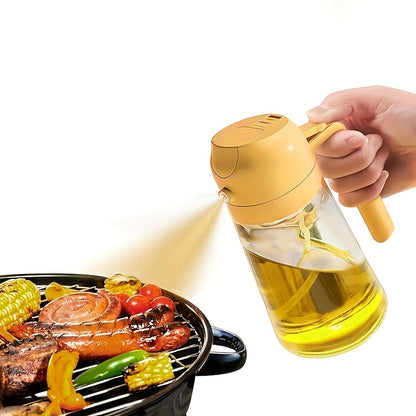 470ml Plastic Oil Spray Bottle with 2-in-1 Spray and Pour Design for Olive Oil, Kitchen Cooking, Grilling, Air Fryer Preparation, Baking and Salad Dressing