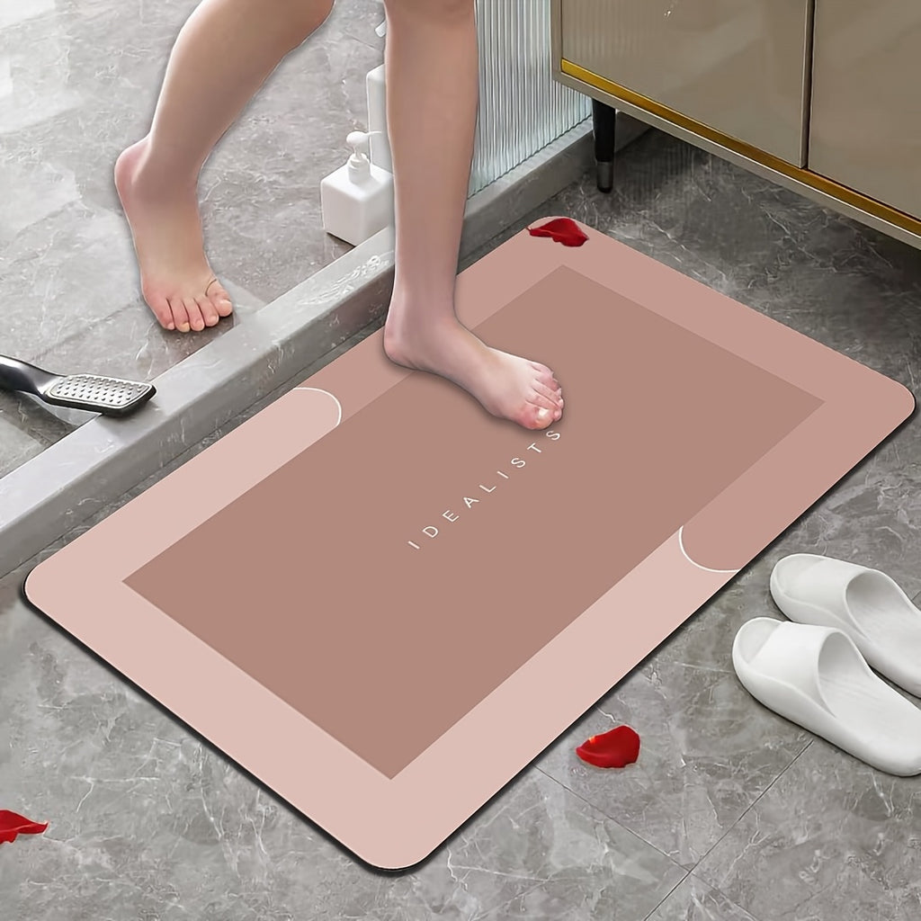 Soft Diatomaceous Earth Bath Mat, Absorbent Quick-Drying Bathroom Floor Mat in Dark Gray, Blue, Light Gray or Pink with Four Size Options for Home Use