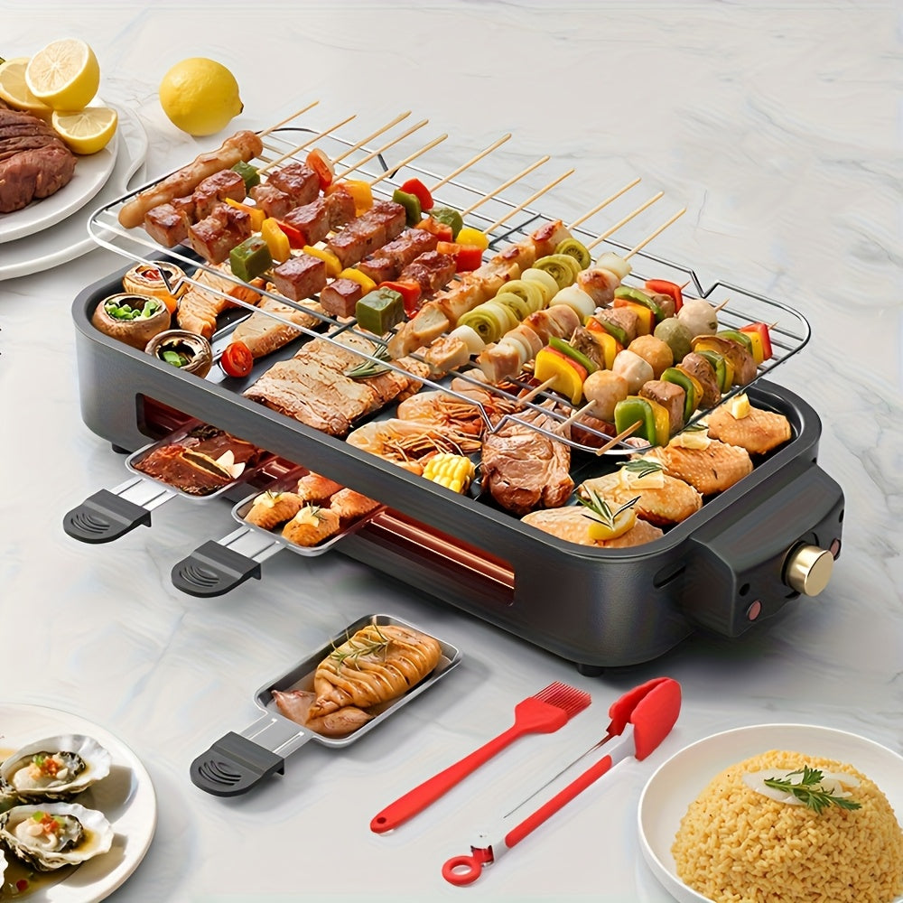 1700W Indoor Electric Grill with Temperature Control, Black Gift-Bag Option and Listed Detachable Nonstick Cooking Board for Home Meals and Tabletop BBQ