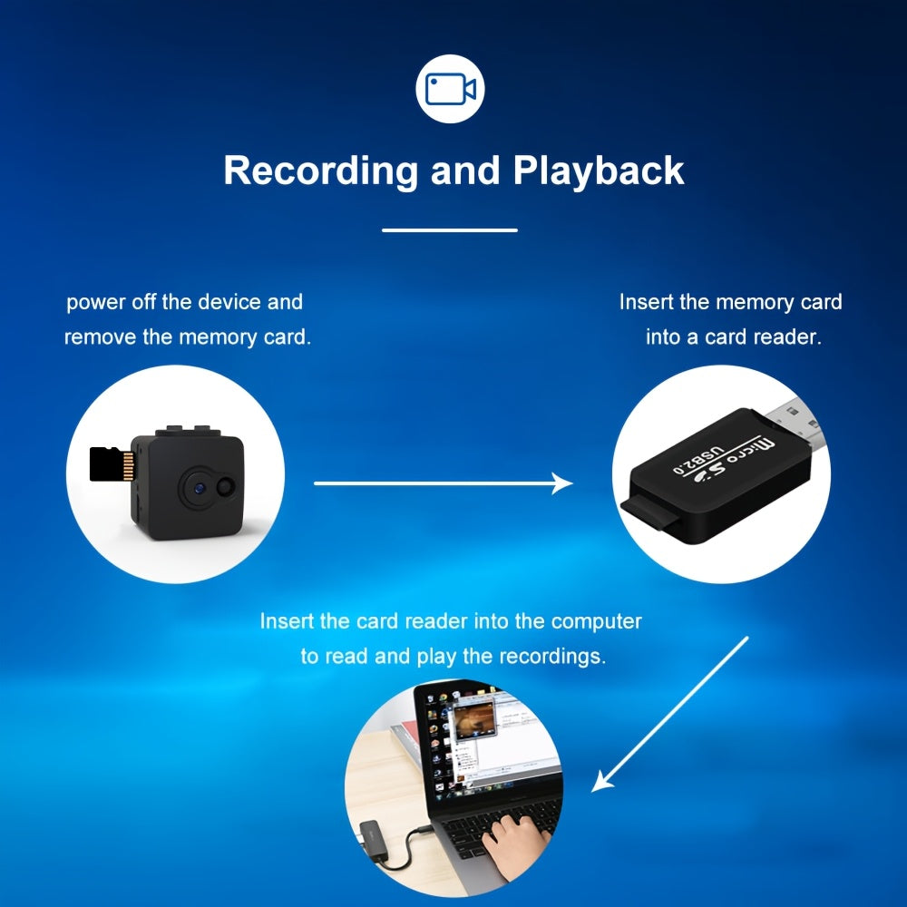 No-WiFi Recording Camera with Rechargeable Battery, Local SD Card Support up to 32GB and Loop Recording, Portable Q7-32G-1PCS Model for Home or Office