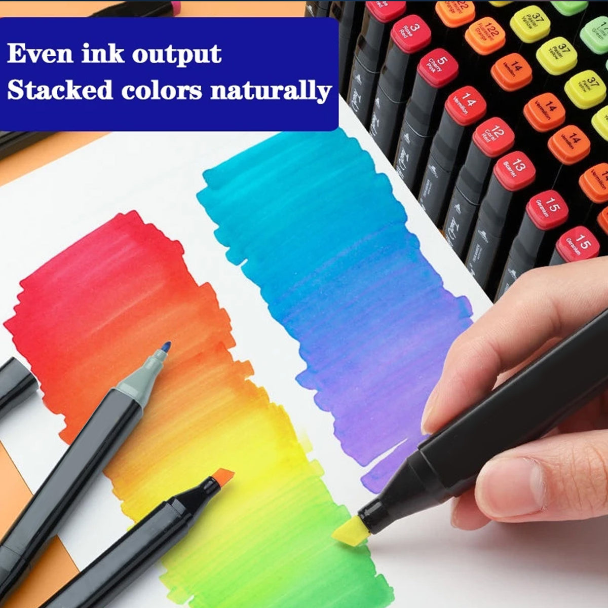 Dual-Tip Permanent Art Marker Set, 120 Drawing Markers Plus 102 Gel Pen Replacement Cartridges for Sketching, Comics and Design, 222 Pieces Total