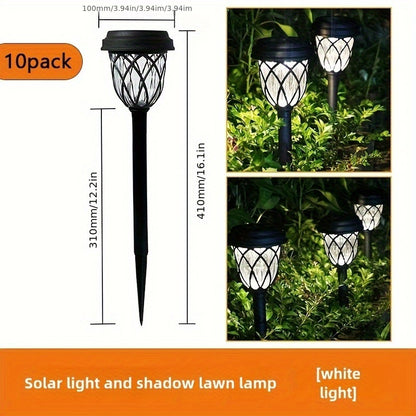 Solar LED Garden Stake Lights with Cross Grid Styling and Listed IP44 Rating, White Light 10-Pack or Warm Light 6-Pack for Yard, Patio and Landscape Accents