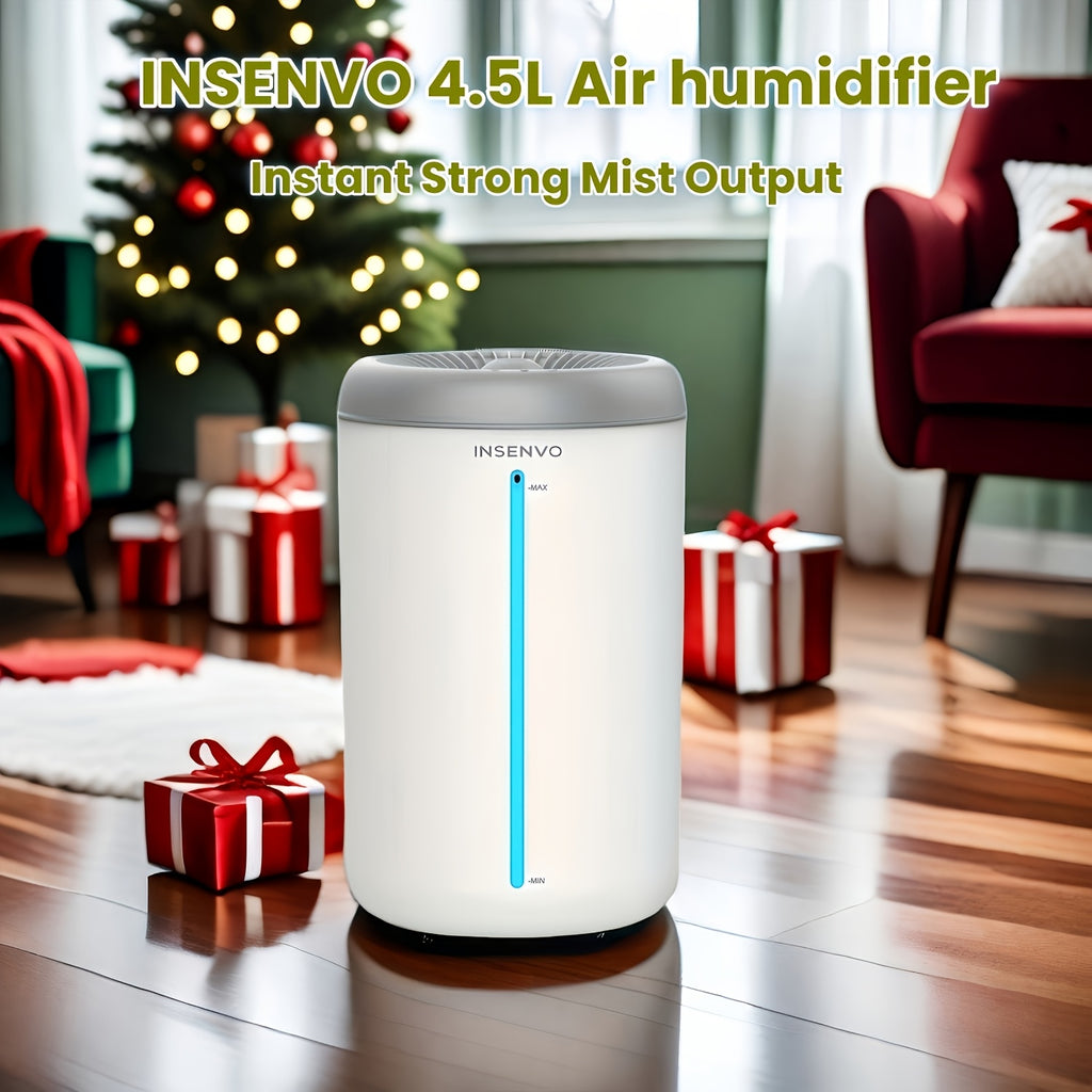 Room Humidifier with Three Mist Settings, Timer and Ambient Lighting, Gray and White Detachable Design for Bedroom, Living Room and Office Moisture Control