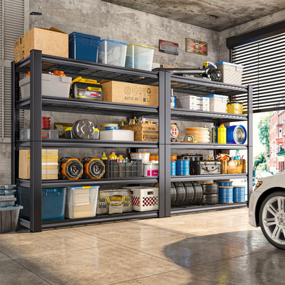 Metal Mesh Storage Shelving with Adjustable Shelf Heights, 72-Inch Utility Rack with Interlocking Assembly for Garage, Pantry and Basement Organization