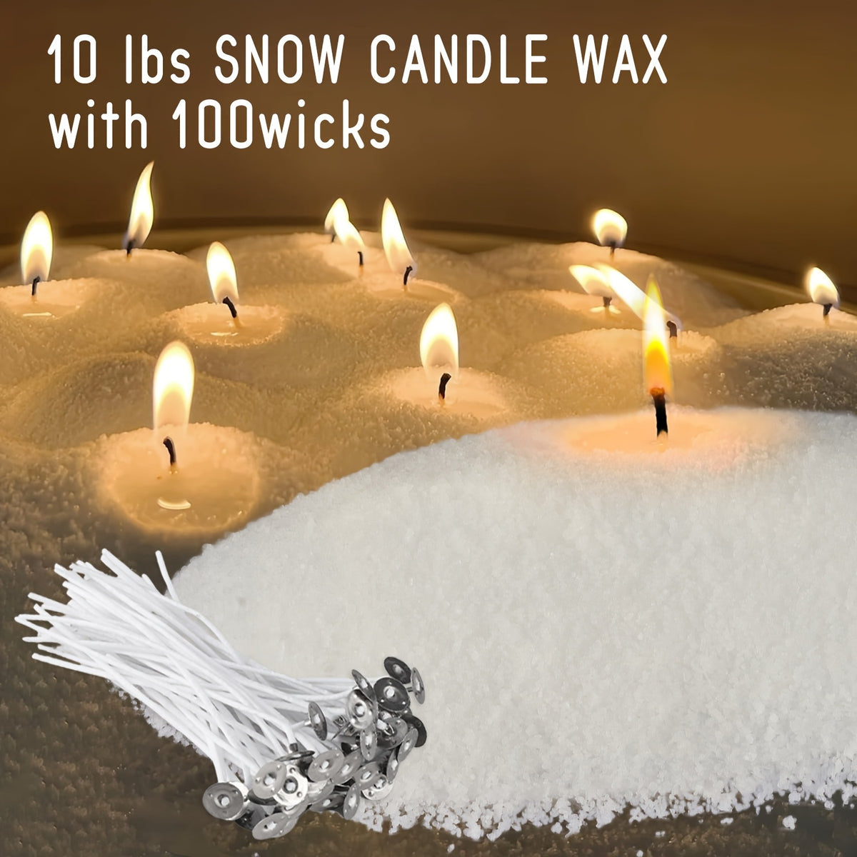 Pearl Wax Sand, 10LB Fragrance-Free Candle Powder with 100 Listed Wicks for Adult DIY Candle-Making Projects, Wedding Table Decor and Holiday Party Displays
