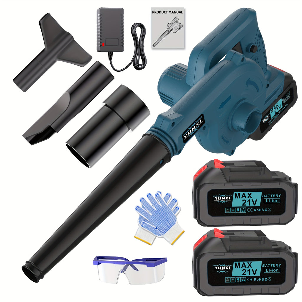 Cordless Leaf Blower with Two-Battery Accessory Options, Portable Handheld Air Tool in Standard or Upgrade Battery Labels for Home Lawn and Garden Cleanup