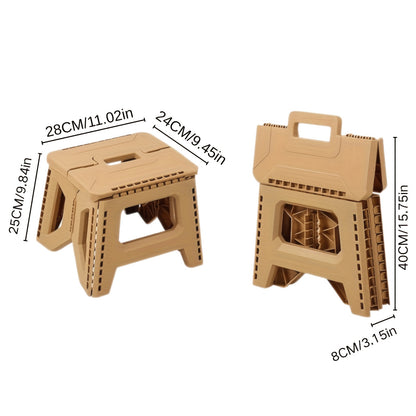 Portable Folding Stool with Carry Handle, Single Square PP Plastic Collapsible Seat in Five Colors for Indoor Gatherings, Picnics and Fishing