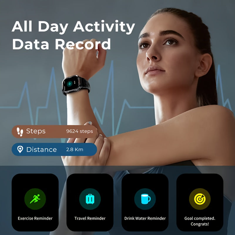 LAXASFIT Smart Watch for Men and Women, 2.01-Inch Display with Wireless Calling, Flashlight, Music Control, Silicone Band & USB Charging