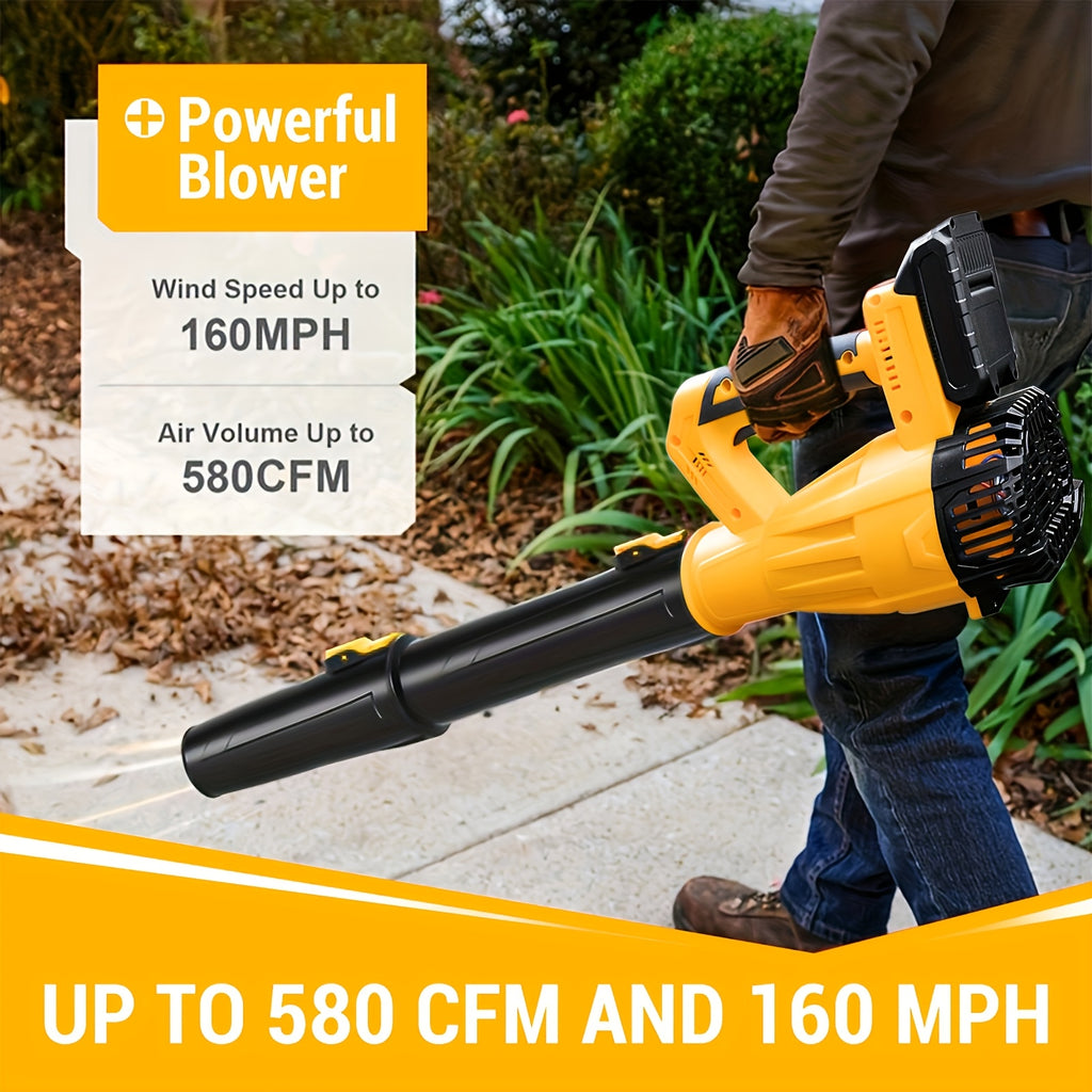 6-Speed Cordless Leaf Blower with Extension Tube and Non-Slip Grip, Listed One- or Two-Battery Y and R Configuration Options for Home Yard and Garden Leaf Cleanup