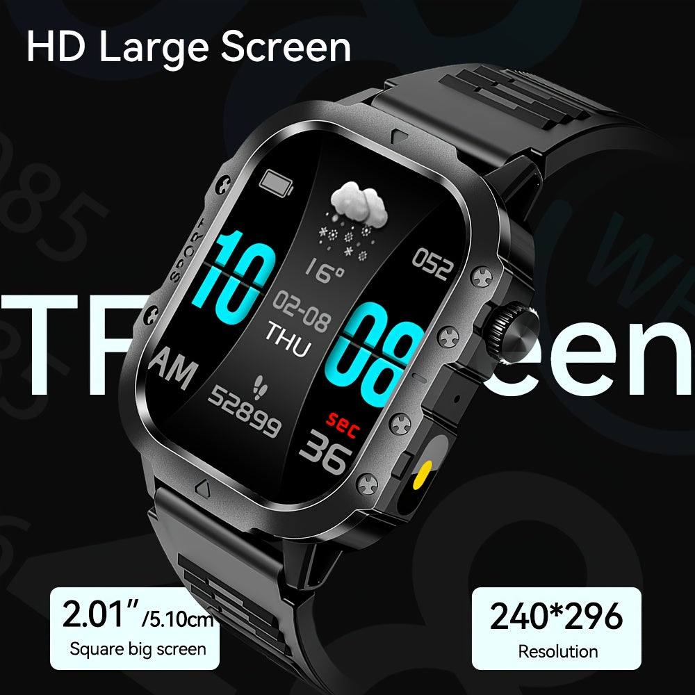 LAXASFIT Smart Watch for Men and Women, 2.01-Inch Display with Wireless Calling, Flashlight, Music Control, Silicone Band & USB Charging
