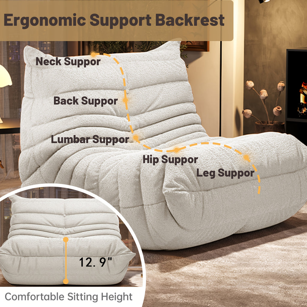 Foam Floor Sofa with Button-Tufted Curved Low-Profile Design, Single, Two-Seat and Three-Seat Color Options for Living Room Reading Corners, Gaming and Movie Nights