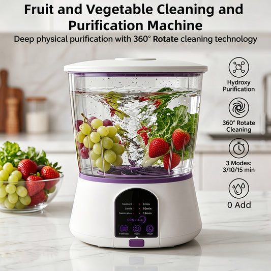 Fruit and Vegetable Cleaning Machine with Single or Dual Battery Model Choices, Three Listed Modes and Large-Capacity Design for Home Produce Prep