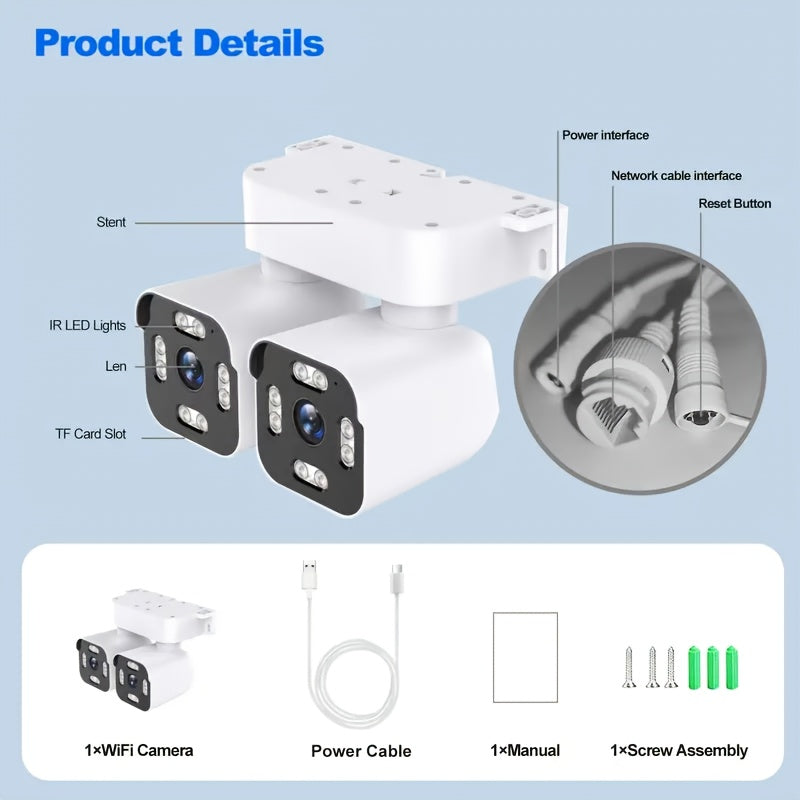 10X Zoom Security Camera with 5MP Dual Lenses, 355° PTZ, 2.4GHz WiFi, Color Night Vision, Two-Way Audio and Motion Tracking for Outdoor Home Monitoring