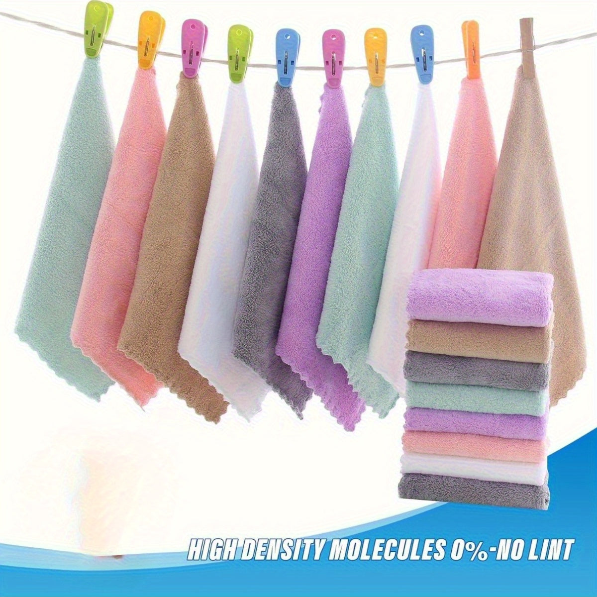 Small Square Washcloths 40-Pack with Listed 9.4 x 9.4 Inch Size, Soft Absorbent Bathroom Cloths in Random Colors with Standard or Striped Options