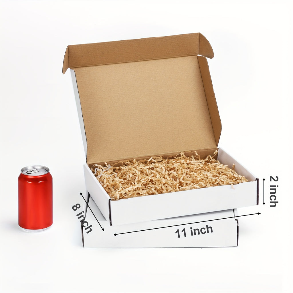 Corrugated Cardboard Mailer Boxes 20-Pack with Listed Thank You Stickers, White or Brown Folding Shipping Box Options for Small Business and Gift Packaging