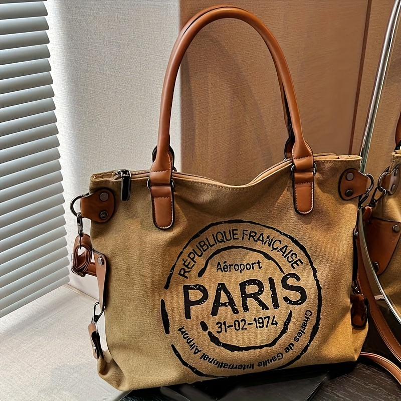 Tote Crossbody Shoulder Bag with Adjustable Strap, Brown with Black or Gray with Black Options for Everyday Errands, Commuting and Casual Outfit Styling