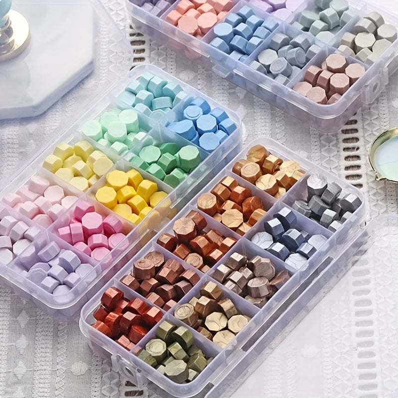 Sealing Wax Beads with Storage Box, 400-Piece Multi-Color Craft Supply Reference for Letters, Envelopes, Wedding Invitations and Decorative Bottle Seals