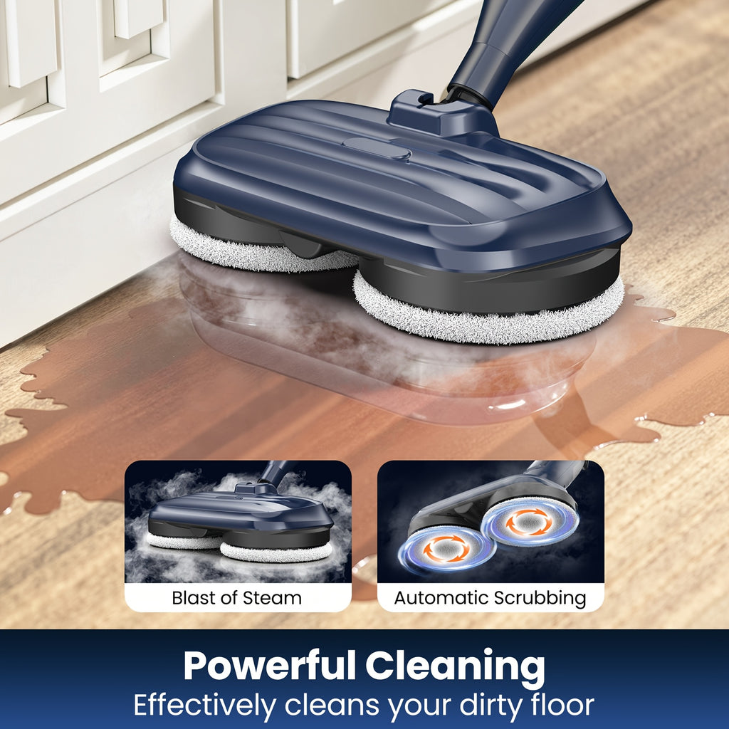 Rotating-Pad Steam Mop VM6 with Three Listed Steam Modes, LED Headlights and Removable Water Tank, Black Gray or Black Golden Floor Cleaning Options