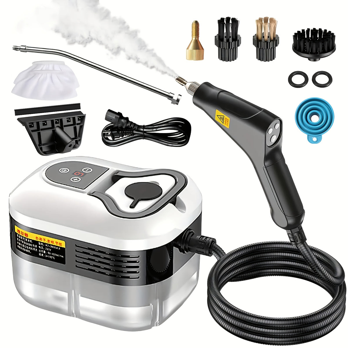 Steam Cleaner with Three Brush Heads, Portable High-Pressure Cleaning Machine in White Upgrade for Compatible Kitchen Surfaces, Bathroom Tile and Grout