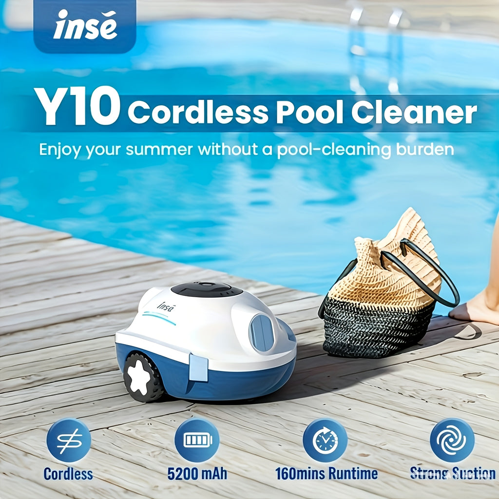 Cordless Robotic Pool Cleaner for Flat Pool Floors with Tracking Rope, Listed 120-Minute Runtime and 1100 Sq Ft Coverage in Four Color Options