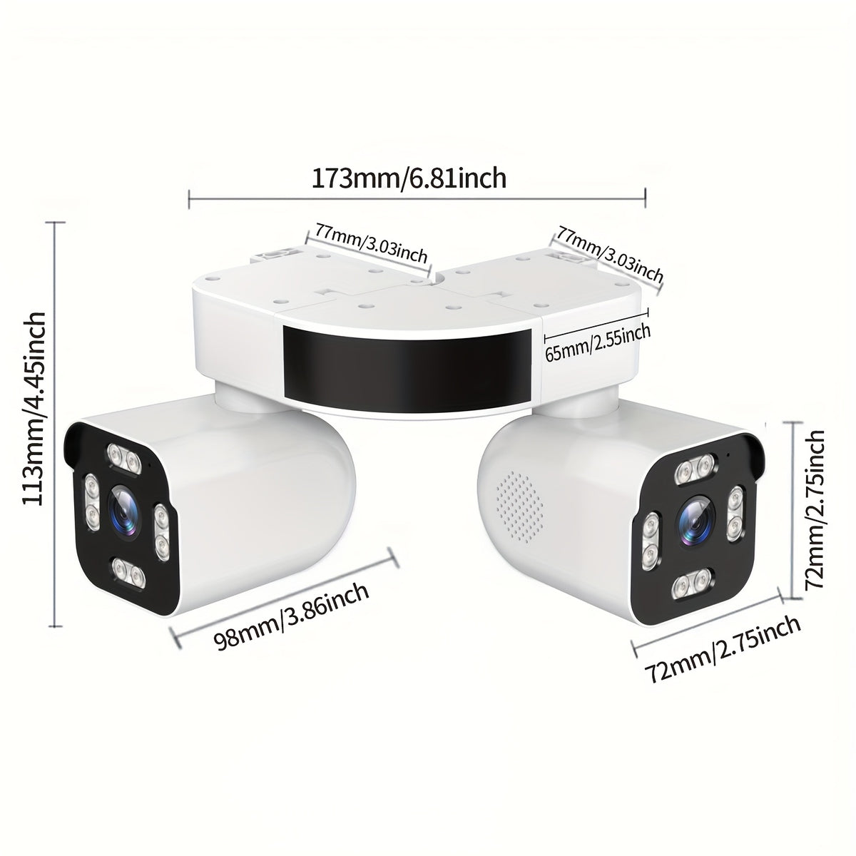 Corner Mount Security Camera by PHANSATIM, 8MP Dual-Lens PTZ with Color Night Vision, WiFi or Wired Network Connection and Wired Power for Indoor Outdoor Use