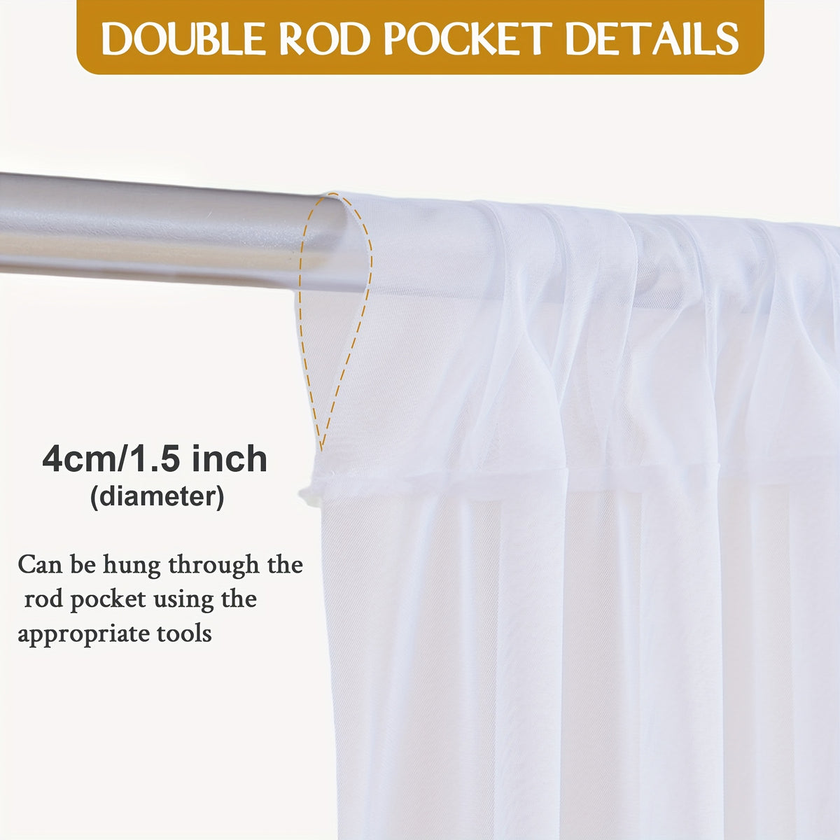 Wedding Ceiling Draping Fabric Set, Six Chiffon-Style Panels with Listed 63 x 118 Inch Size and Pole Pockets in Twelve Color Labels for Ceremony and Event Decor
