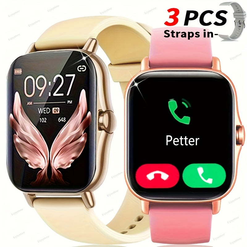 Smart Watch with Dual TPU Straps, 1.83-Inch Full Touchscreen, Wireless Calling and Message Alerts, Pedometer and Sports Modes for Men and Women