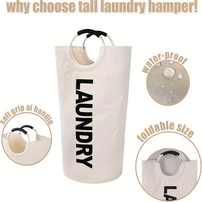 Half-Ring Handle Laundry Basket, Foldable Fabric Clothes Hamper in 16.64, 21.66 or 25.1 gal Options for Bedroom and Laundry Room Organization