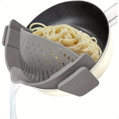 Clip-On Silicone Strainer with Metal Clip for Compatible Pots and Pans, Dishwasher-Safe Pasta and Vegetable Drainer, Listed 446°F Heat Resistance, Random Style
