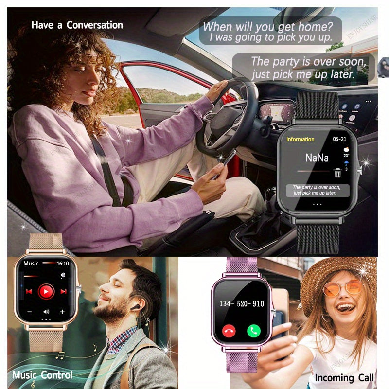 Full Touchscreen Smartwatch with Listed 1.83-Inch Display, Calling, Music and Multiple Sports Modes in Black, Golden, Pink or Silvery for Android and iPhone