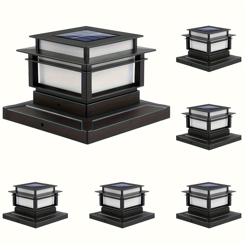 Solar Post Cap Lights 6 Pack for Fence and Deck Posts, Outdoor LED Accent Lighting for Decorative Garden, Porch, Patio and Stair-Area Settings