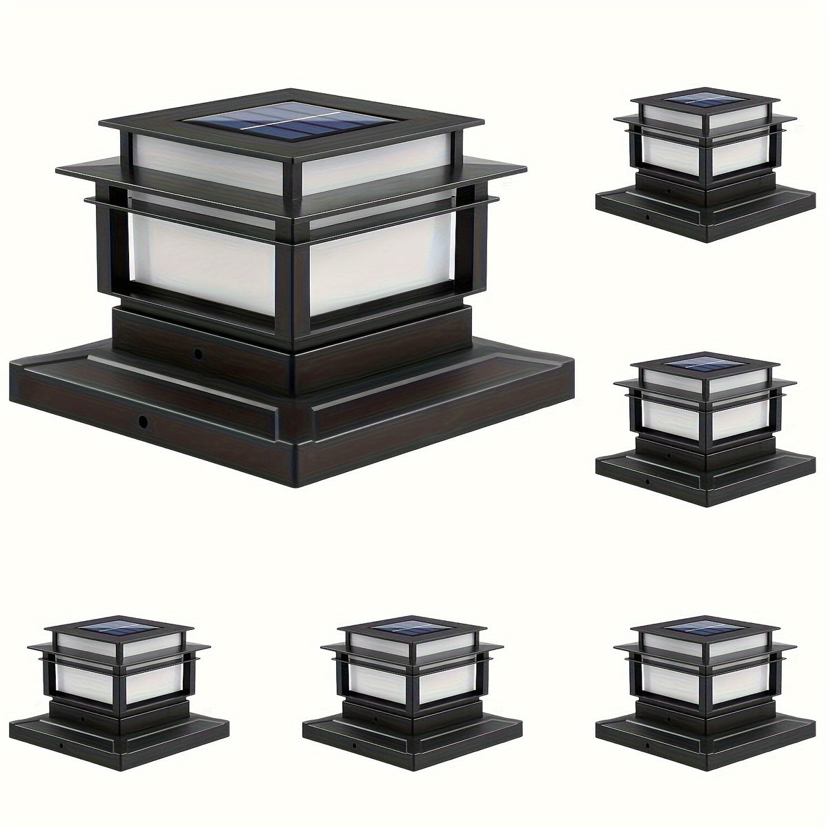 Solar Post Cap Lights 6 Pack for Fence and Deck Posts, Outdoor LED Accent Lighting for Decorative Garden, Porch, Patio and Stair-Area Settings