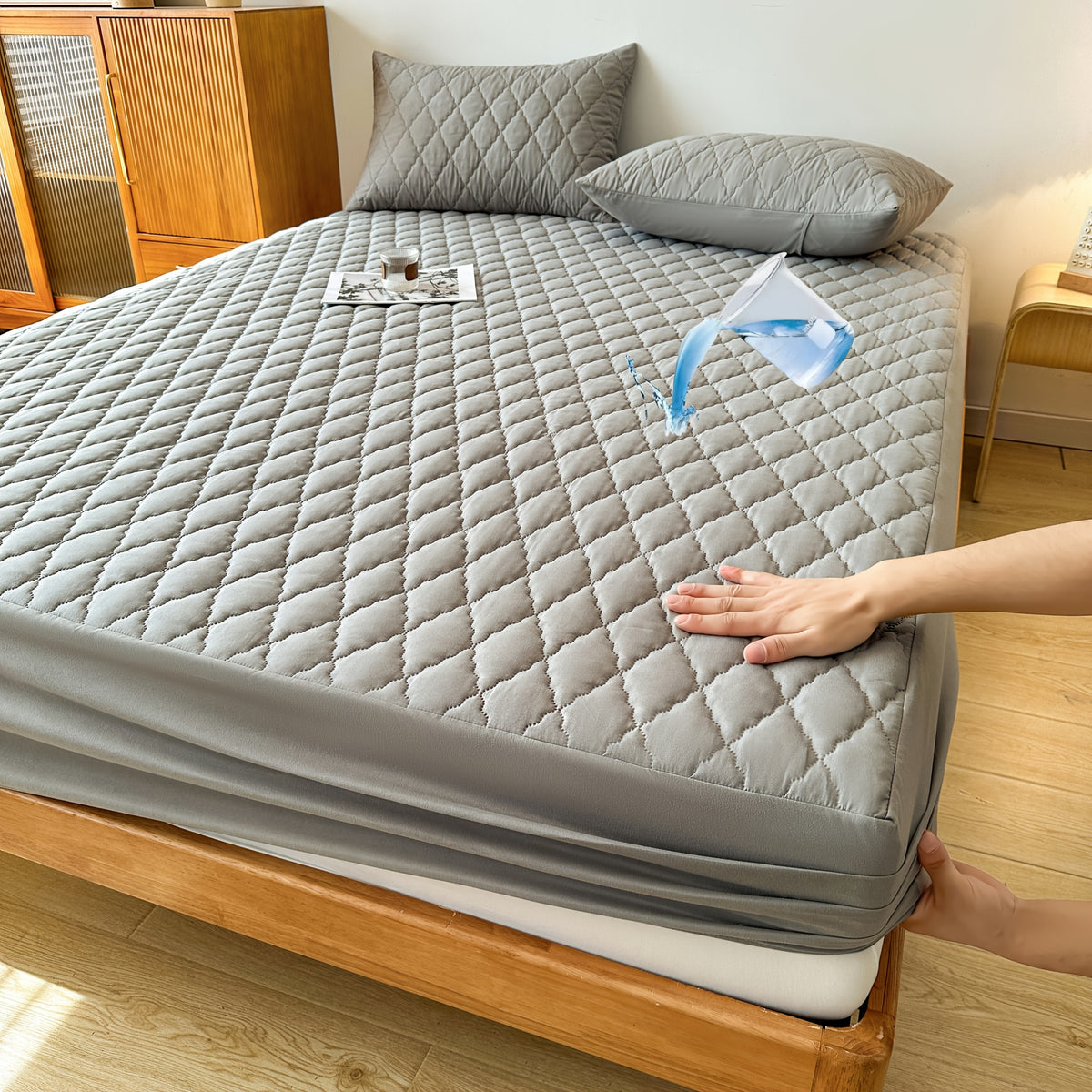1pc Multi-Color WATERPROOF Mattress Protector Cover, No Pillowcase or Pillow Insert, Soft and Comfortable Solid Color Bedding Waterproof Mattress Cover for Bedroom Guest Room, WATERPROOF Fitted Sheet (Fitted Sheet Only)
