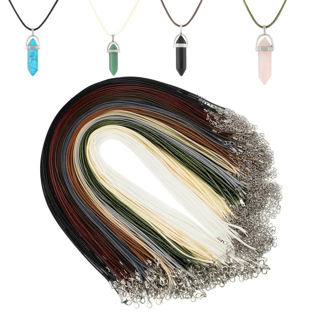 Waxed Necklace Cords with Clasps, 100-Piece Bulk Pack with Listed 20-Inch Length for DIY Pendant Necklaces, Charm Jewelry and Handmade Craft Gifts